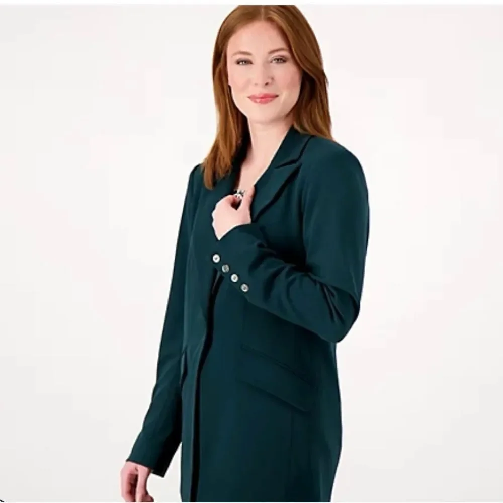 Dennis Basso Luxe Crepe‎ Notched Collar Blazer Black US 12 NWT
